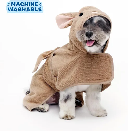 Vista 6 de Bata de baño para perros Barkbox de secado rápido con cierre de gancho y bucle y atadura envolvente, ropa linda para perros, fácil de limpiar