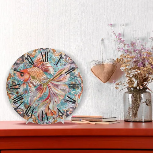 Vista 2 de retro Red Flower 10 Inch Round wall clock for garage workshop Silent Unique for School Bedroom reloj de pared para cocina