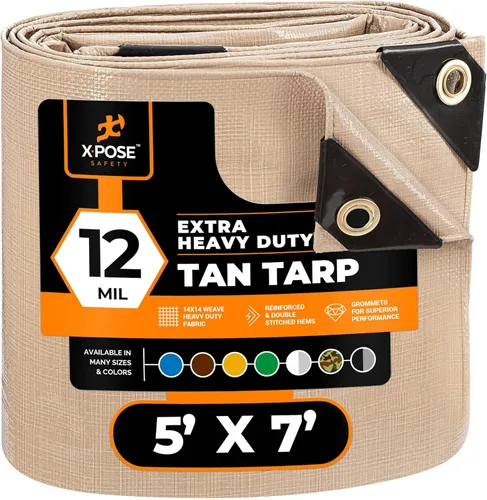 Vista 69 de Xpose Safety Lona protectora de polietileno plateado resistente de 5 x 7 pies - Funda protectora multiusos - Duradera, resistente al agua