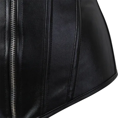 Vista 5 de Corsets for Women Plus Size Faux Leather Steampunk Corset Top Zipper Bustier