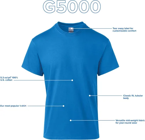 Vista 2 de Gildan, G5000 - Camiseta de algodón grueso para hombre, paquete múltiple