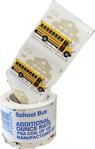 Sellos postales adicionales de bus escolar (para usar con sellos postales de primera clase para letras más grandes/pesadas o utiliza 3 de estos