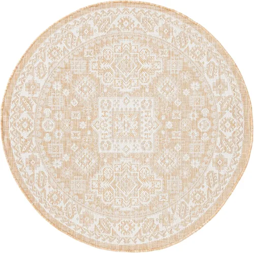 Vista 163 de Unique Loom Outdoor Aztec Collection Alfombra de área - Chalca (10 pies, redonda, azul/marfil)