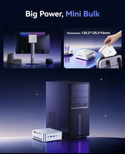 Vista 8 de KAMRUI Mini PC Hyper H2, Mini computadoras Intel Core 14450HX (10C/16T, 4.8GHz), 16GB RAM 512GB PCle4.0 SSD Micro PC de escritorio, pantalla triple