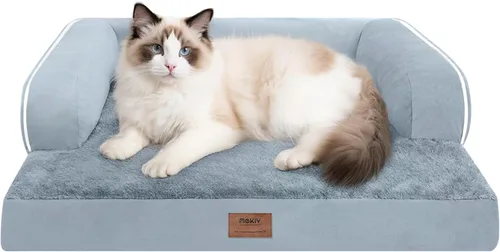 Vista 87 de Cama pequeña para perros y gatos, cama ortopédica impermeable para perros pequeños, cama de gato, cómodo sofá para mascotas, sofá cama con funda