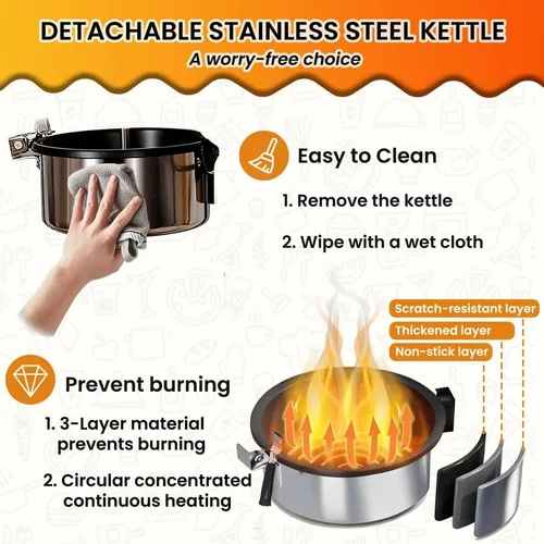 Vista 7 de Commercial Popcorn Machine, Authentic 10oz Kettle Countertop Popcorn Maker with Waming Deck, 1300W Large Popcorn Machine for Restaurant, Concession