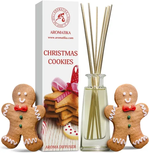 Vista 2 de Difusor de aroma de galletas navideñas de 3.4 onzas líquidas, difusor de junco, fragancia para habitación, fragancia para el hogar, ambientador