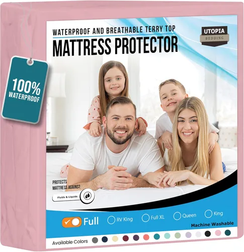 Vista 45 de Utopia Bedding – Protector impermeable de colchón tamaño individual, funda de colchón de terry premium de 200 GSM, transpirable, estilo ajustado
