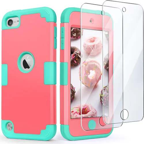 Vista 16 de IDweel Funda rígida para iPod Touch con 2 protectores de pantalla, 3 en 1, funda rígida de policarbonato + silicona a prueba de golpes para niños