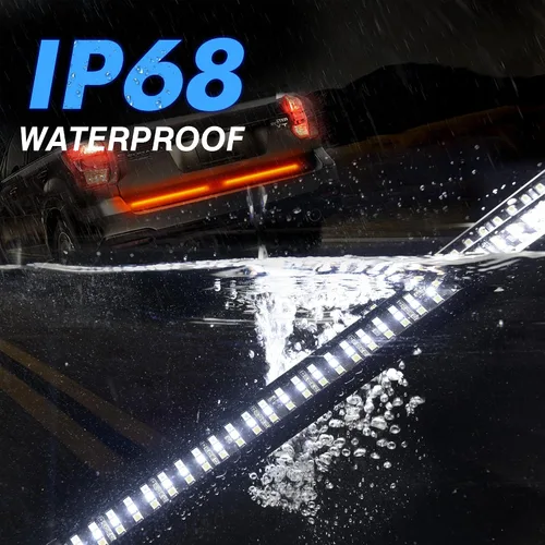 Vista 14 de MICTUNING - Barra de luz LED triple para parte trasera de 60 pulgadas, impermeable IP68, marco de aluminio plegado Plug-and-Play con conector plano