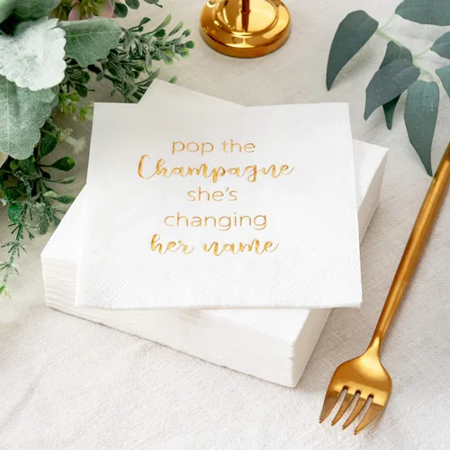 Vista 4 de Crisky Servilletas de cóctel para despedida de soltera, servilletas de postre de lámina dorada, despedida de soltera, despedida de soltera, fiesta