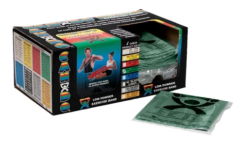 Vista 11 de Cando - 1212150 - 1212150 CanDo Banda de ejercicio con bajo polvo, rollo de 6 yardas, juego de 5 piezas