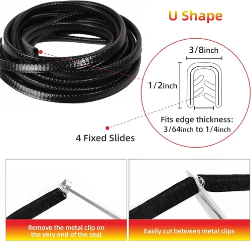 Vista 3 de Shine & Bright Auto Protectores de borde de puerta de automóvil de 12 pies en forma de U, tira de borde con material de PVC y clips de metal, ajuste