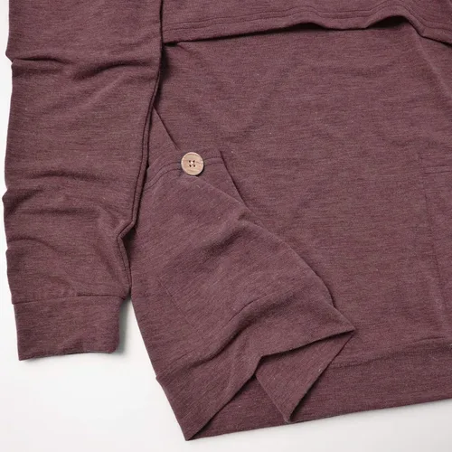 Vista 6 de GINKANA Sudadera con capucha para mujer, manga larga, con botones, decoración con bolsillos, camisas, túnica