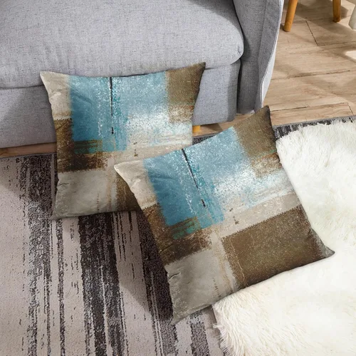 Vista 4 de Britimes Fundas de almohada modernas para decoración del hogar, 16 x 16 pulgadas, juego de 2 fundas de almohada decorativas, fundas de almohada