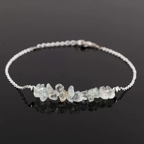 Vista 2 de TGH Pulsera de barra de chips naturales, cristal curativo, pulsera de cuentas crudas chapada en plata, cadena ajustable de 7 + 1 pulgada, regalo