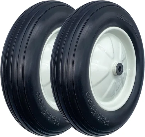 Paquete de 2 neumáticos planos sin ruedas de 4.80/4.00-8 pulgadas, neumático universal de carretilla sólido de 16 pulgadas, cubo central de 3