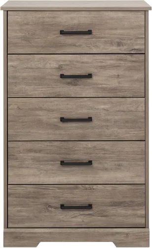 Vista 90 de Prepac Cómoda rústica estilo casa de campo, cómoda negra para dormitorio, cómoda con 5 cajones de 18.5 pulgadas de profundidad x 27.5 pulgadas