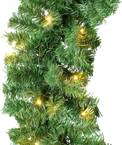 Vista 13 de Best Choice Products Guirnalda de Navidad preiluminada y predecorada de 9 pies para escaleras, chimenea, decoración con puntas de PVC, 50 luces