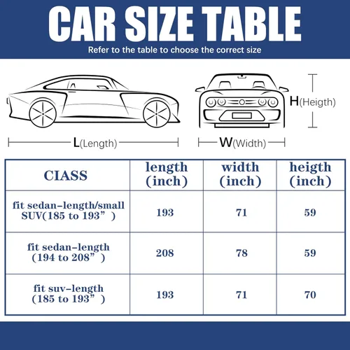 Vista 3 de Riakrum Funda completa impermeable para todo tipo de clima, para automóviles, resistente al viento, a la lluvia, protección UV, resistente a