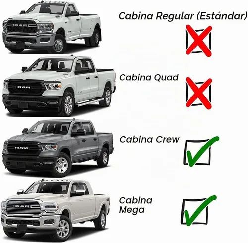 Vista 3 de Deflector de ventilación lateral cromado para Dodge Ram1500 2009-2018 y Ram 2500 y 3500 Ram 2500 y 3500 con Crew y Mega Cab; 19 Ram1500 Classic Crew