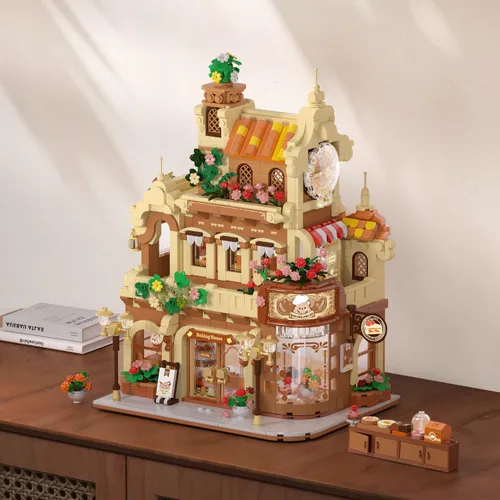 Vista 7 de INSOON City Bakery Cafe House Building Set with Light for Girls Ages 8-12+