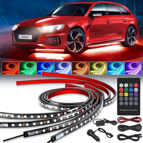 Vista 11 de Nilight 4 Piezas Tiras de Luces de Acento de Neón Underglow de Aluminio 396 LEDs Color de Ensueño Asistencia de Puerta Función Activa de Sonido 4