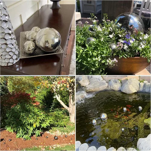 Vista 5 de MOLIGOU 6 bolas de acero inoxidable para mirar, esferas reflectantes de 6 pulgadas/4 pulgadas/3.5 pulgadas/3.5 pulgadas de diámetro, bolas de espejo