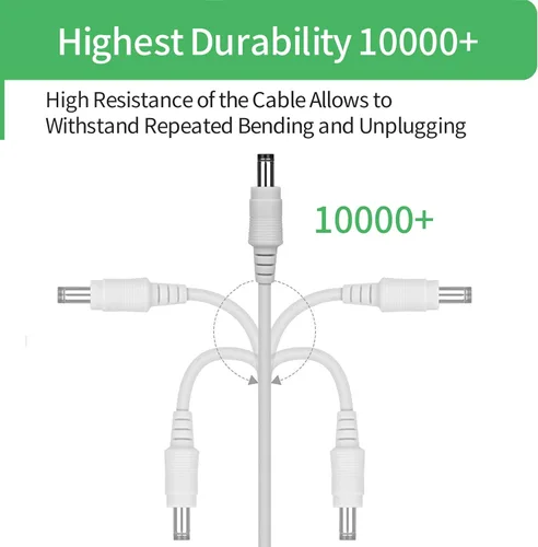 Vista 5 de Security-01 Cable de extensión de alimentación CC de 6.6 pies de 6.6 ft, 0.217 in x 0.083 in, para cámara de CCTV, cámara IP WiFi, DVR/tira LED