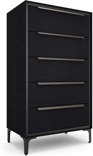 Vista 11 de Tinge Zana Cómoda de tela premium - Marco de metal resistente, 4 amplios cajones a prueba de hundimiento y estante superior de madera resistente