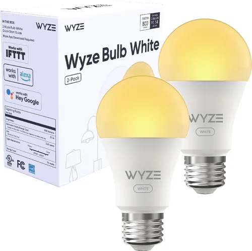 Bombilla inteligente Wi-Fi Wyze Lifestyle Blanca, 800LM A19 Luz inteligente de blanco ajustable, compatible con Alexa y Google Assistant, 2.4GHz, no