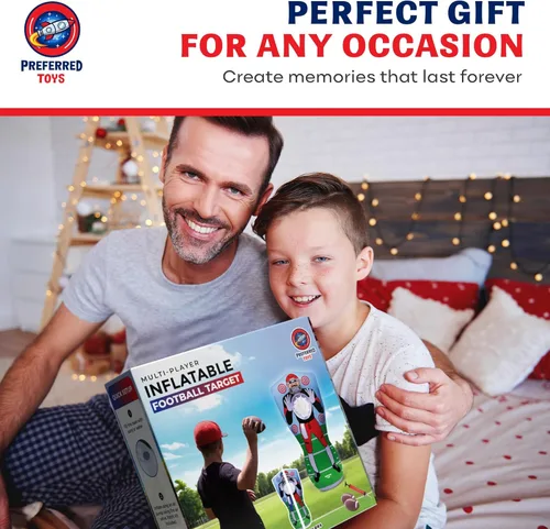 Vista 7 de 65” Inflatable Football Target Net Toss Game - Double-Sided Throwing Practice Football Stuff with Mini Balls - Backyard Tailgate Party Sports Toy