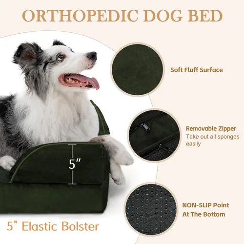 Vista 190 de Comfort Expression Cama ortopédica para perros extra grandes de 45 x 35 pulgadas, cama para mascotas XL de espuma tipo caja de huevos impermeable