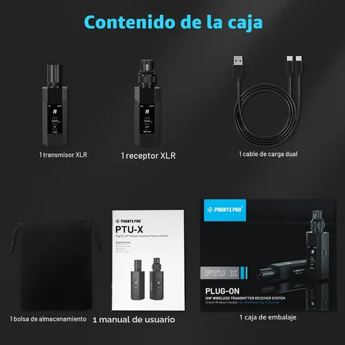 Vista 8 de Phenyx Pro UHF Auto Scan XLR transmisor inalámbrico receptor sistema PTU-X