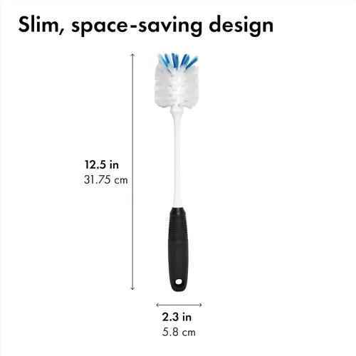 Vista 6 de OXO Good Grips Bottle Brush, Dual-Bristle Cleaning for Bottles, Pitchers and Carafes, Flexible Neck Scrub Brush, Safe for Stemware and Delicate