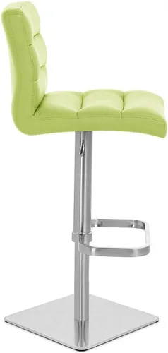 Vista 20 de Zuri Muebles Taburete de bar moderno de altura ajustable gris exuberante con base plana redonda cepillada