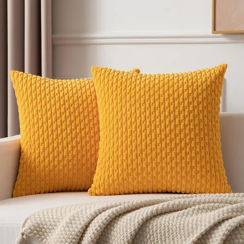 Vista 393 de Kevin Textile - Juego de 2 fundas de almohada decorativas de pana suave, estilo bohemio, a rayas, decoración del hogar para sofá, cama, sofá y sala