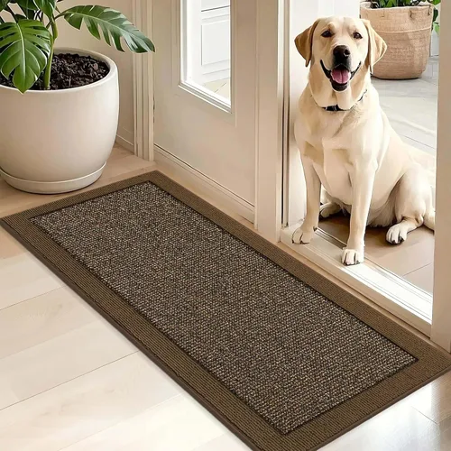 Vista 47 de BEQHAUSE Tapete para puerta interior de 20 x 32 pulgadas, tapete antideslizante para entrada, lavable, resistente a la suciedad, tapete de Negro