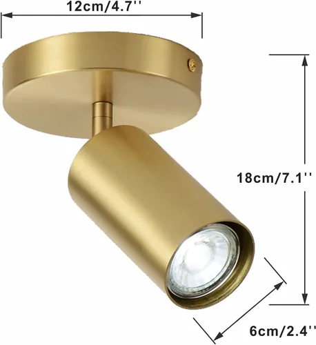 Vista 2 de BOKT Kit de iluminación LED moderna de riel de 1 luces, accesorios de foco de oro cepillado, montaje en techo de latón mate para interiores, lámpara