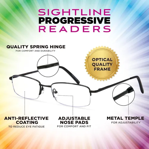 Vista 2 de Sightline Progressive Multifocus Reading Glasses for Men and Women Readers 6000