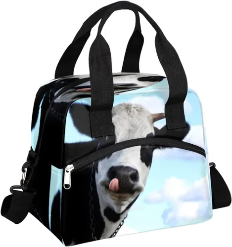 Vista 8 de Bolsa de almuerzo aislada para mujeres y hombres, lindo perro corgi, grande, reutilizable, a prueba de fugas, bolsa de almuerzo con correa ajustable