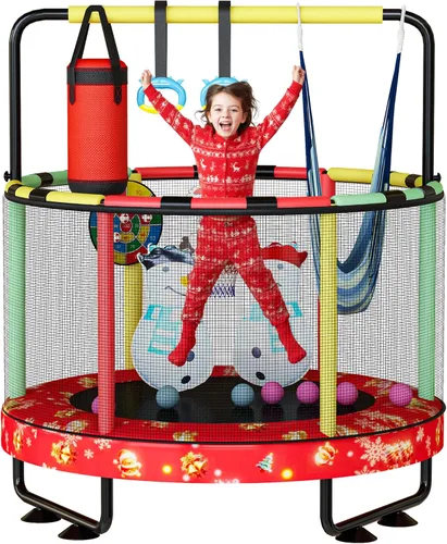 Vista 15 de Lamerge Kids Trampoline, Toddler Bouncing Trampoline with Safety Enclosure Net, ASTM-Approved, 500lbs Capacity, Ages 1-8, Adjustable Handrail