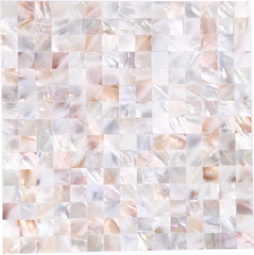 Vista 7 de 1 - Hoja de Azulejos de Conchas de Perla para Despegar y Pegar, Azulejos Autoadhesivos para Pared para Cocina, Baño, Dormitorio en Blanco Natural