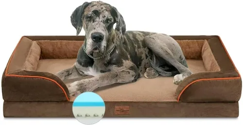 Vista 256 de Comfort Expression Cama ortopédica para perros extra grandes de 45 x 35 pulgadas, cama para mascotas XL de espuma tipo caja de huevos impermeable