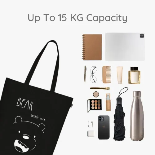 Vista 7 de Ecoright - Bolsa de mano para mujer con cremallera, bolsa de mano pequeña, bolsa de lona, bolsa de algodón reutilizable para playa, comestibles