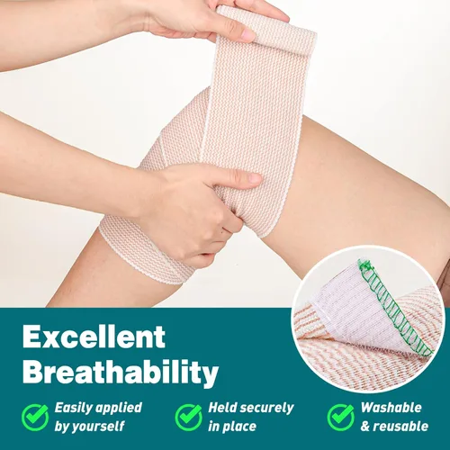 Vista 5 de AZEN Premium Paquete de 6 Vendajes Elásticos de 4 Pulgadas, Vendajes de Compresión para Piernas, Vendajes de Linfedema para Piernas, Tobillo