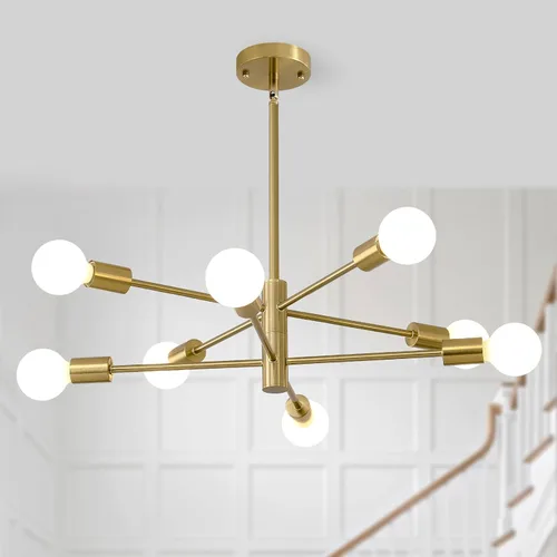 Vista 13 de HHR Candelabro Sputnik de 4 luces, Candelabro Moderno Negro Lámpara de Techo, Candelabros de Altura Ajustable para Comedor Isla de Cocina