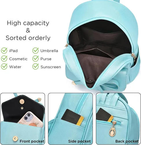 Vista 4 de Bonita mochila de piel con lazo para mujer