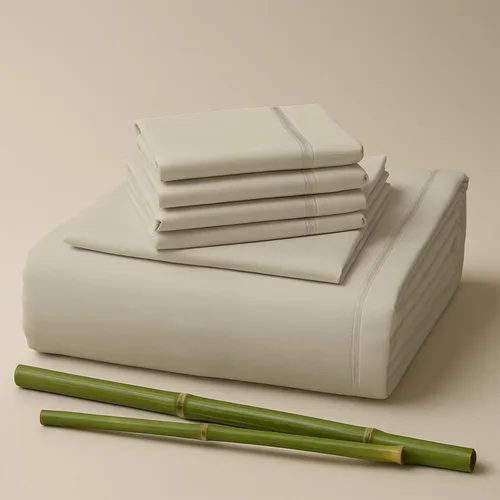 Vista 15 de Sacred Thread Juego de sábanas de 6 piezas de rayón derivado de bambú, juego de ropa de cama y fundas de almohada con bolsillos profundos, ropa