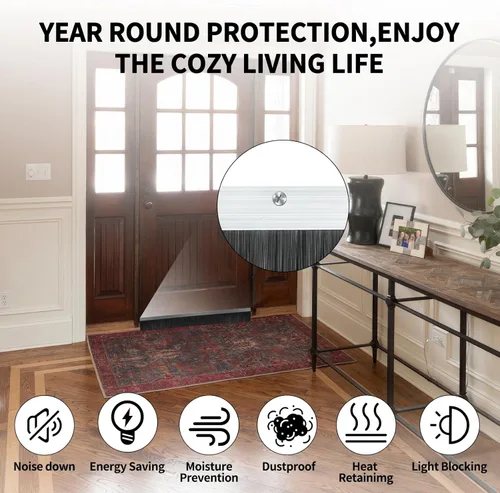 Vista 6 de 1 Juego x 39.37 Pulgadas Cepillo de Puerta de Cabello Neto de 2.5 Pulgadas de Ancho, Sello de Barrido de Rodillo para Garaje, Cepillo de Puerta